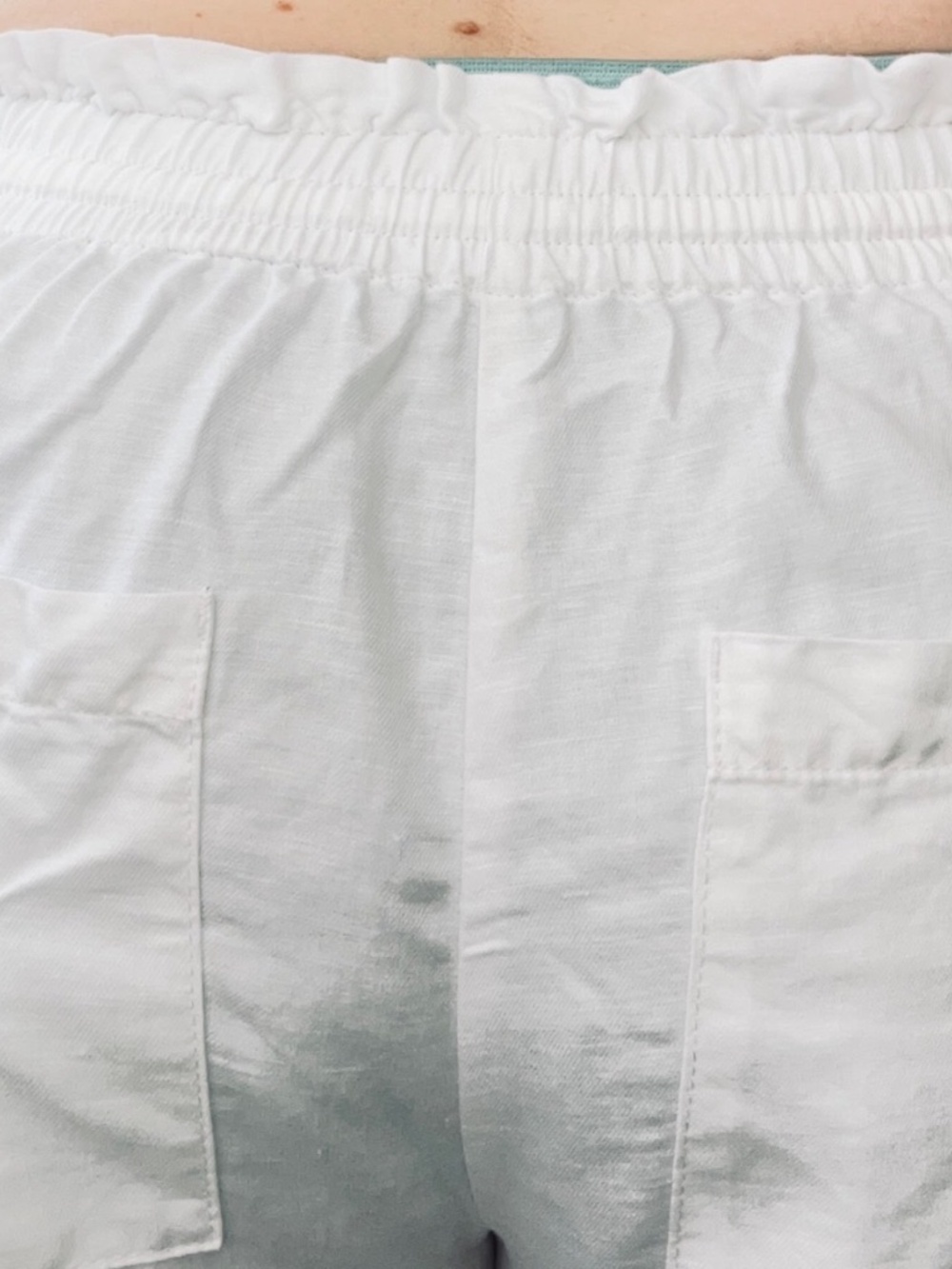White Wide Leg Cropped Pull - On Pants| Linen Look - Picture 5 of 7